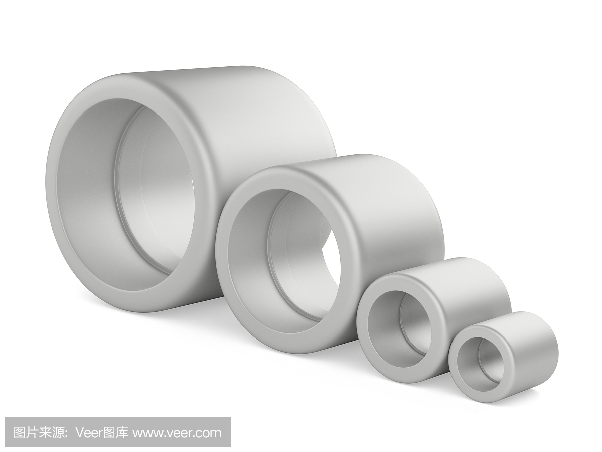 設置在白色背景上的管道配件。